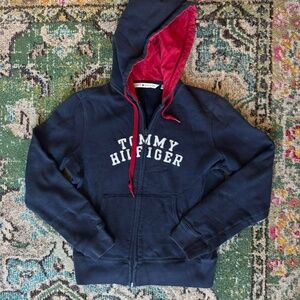 Women's Vintage Tommy Hilfiger Navy Blue Zip-Up Jacket